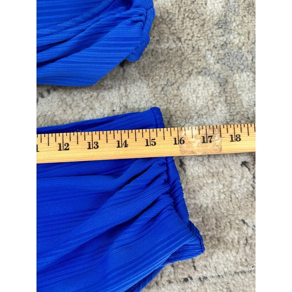 Women's 1X Royal Blue Front-Twist Bikini Top & Draped Bottom 2Pc Swimsuit Padded